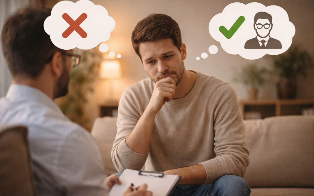 persona pensando si ir al psicólogo